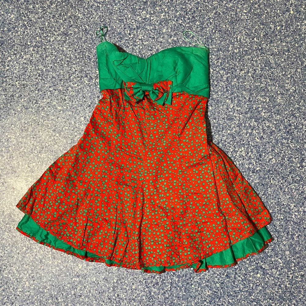 Strapless Red & Green Strawberry Dress